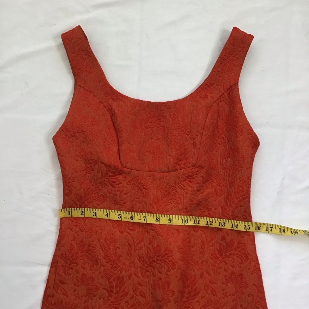Anthropologie Women Classic Style Orange Sleeveless Sheath Picnic Mini Dress 6 - Picture 9 of 11